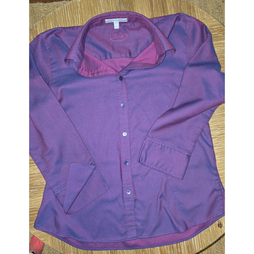 Foxcroft Shaped Fit Shirt Womens 8 Purple Two Tone Non-Iron Top